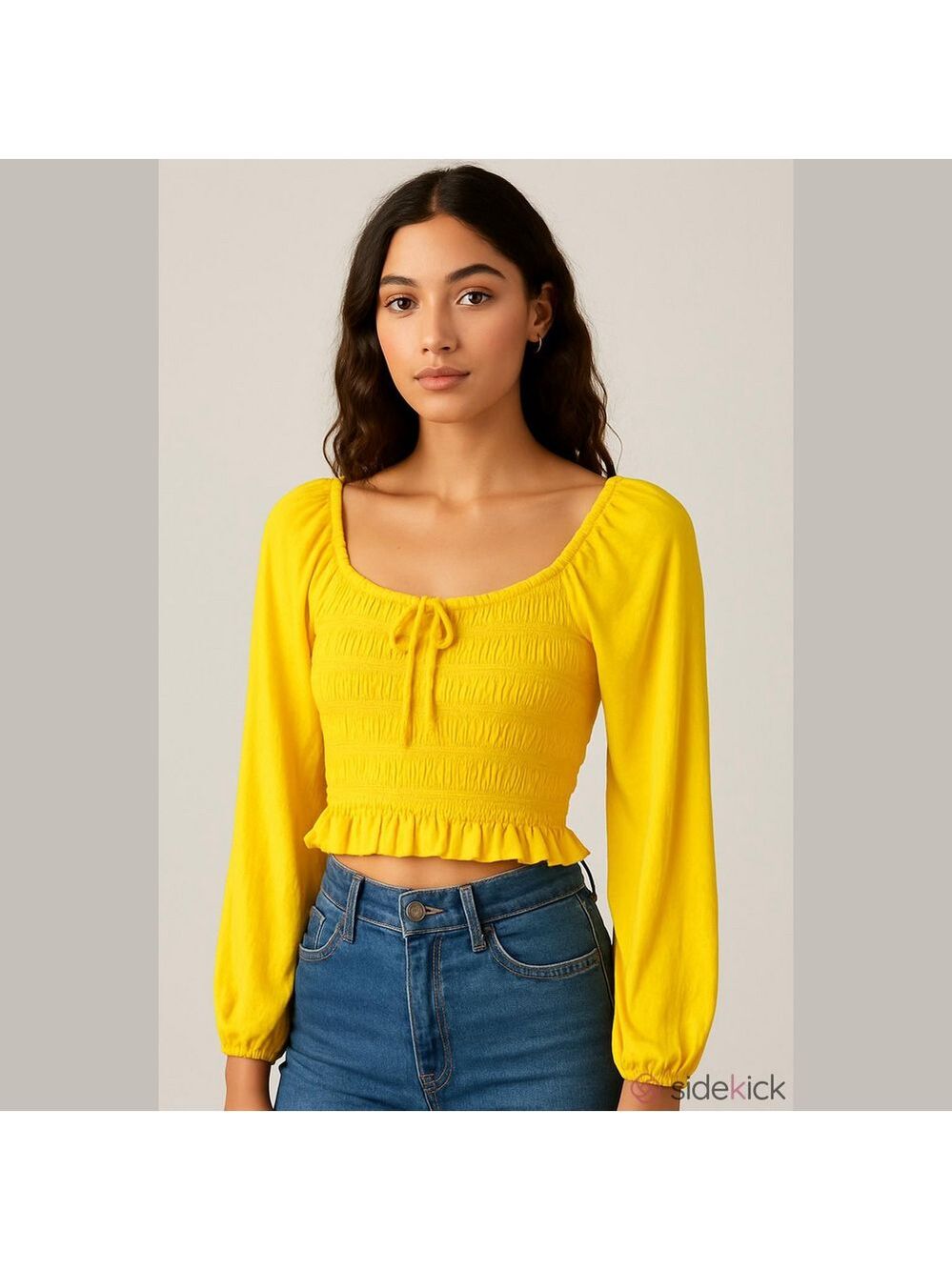 Yellow Smocked Crop Top